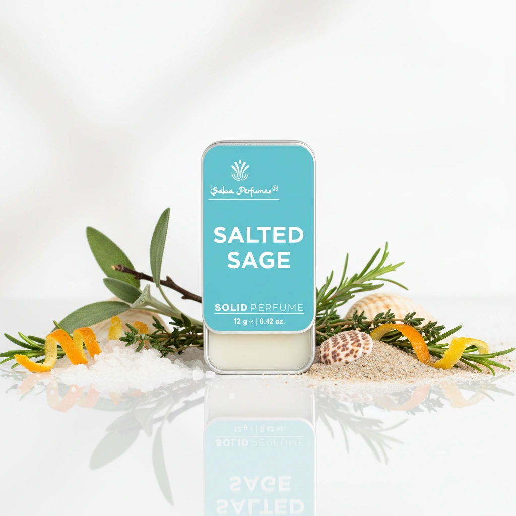 Salted Sage Solid Perfume 12g | Fresh Aquatic Herbal Fragrance with Sage, Sea Salt, Citrus & Rosemary | Alcohol‑Free Long Lasting Unisex Travel Perfume